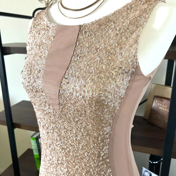 Champagne Sequin Mini Cocktail Dress NWT - Picture 2 of 8